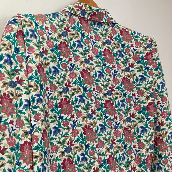 Charter Petite Womens Vintage Size 6 Long Sleeve Floral Dress Collar Polyester - Picture 10 of 13